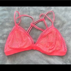 Victoria’s Secret Neon Pink Bralette Bra Balconette Lace